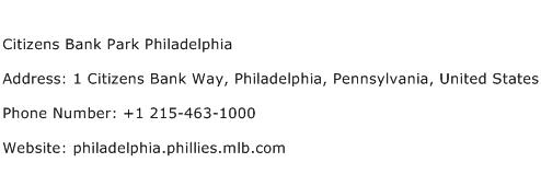 Citizens Bank Park Philadelphia Address Contact Number