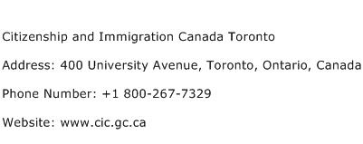 Citizenship and Immigration Canada Toronto Address Contact Number