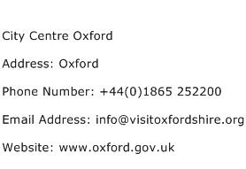 City Centre Oxford Address Contact Number