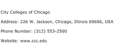 City Colleges of Chicago Address Contact Number