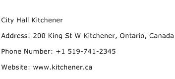 City Hall Kitchener Address Contact Number