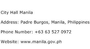 City Hall Manila Address Contact Number