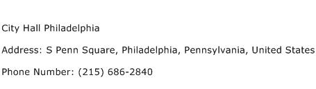 City Hall Philadelphia Address Contact Number