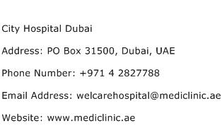 City Hospital Dubai Address Contact Number