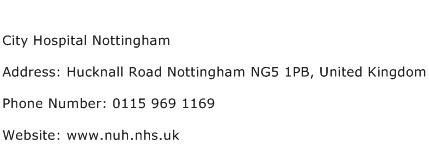 City Hospital Nottingham Address Contact Number