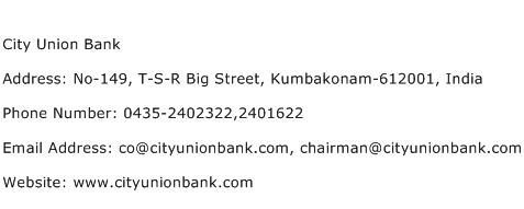 City Union Bank Address Contact Number
