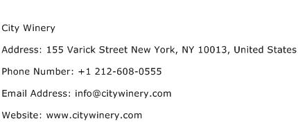 City Winery Address Contact Number