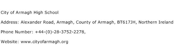 City of Armagh High School Address Contact Number