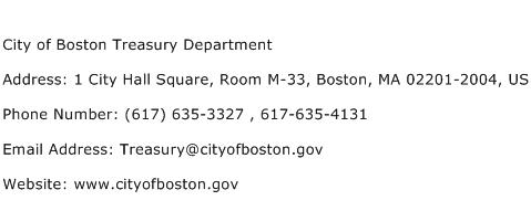 City of Boston Treasury Department Address Contact Number