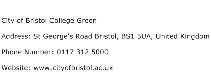 City of Bristol College Green Address Contact Number