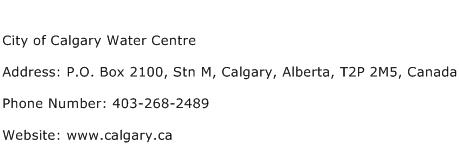 City of Calgary Water Centre Address Contact Number