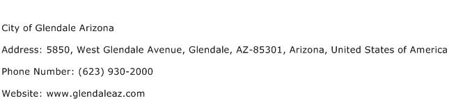 City of Glendale Arizona Address Contact Number