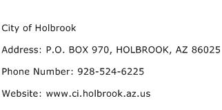City of Holbrook Address Contact Number