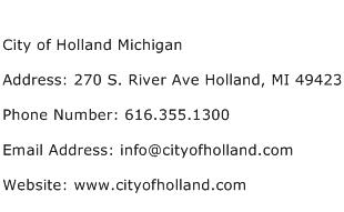 City of Holland Michigan Address Contact Number