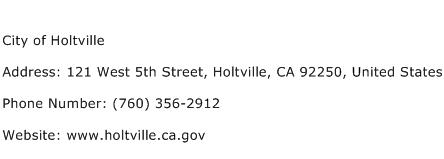 City of Holtville Address Contact Number