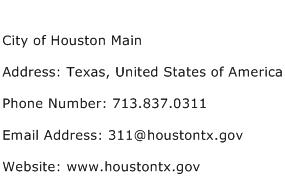 City of Houston Main Address Contact Number