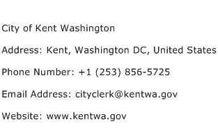 City of Kent Washington Address Contact Number