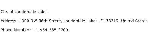 City of Lauderdale Lakes Address Contact Number