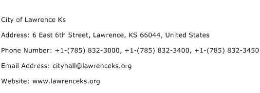 City of Lawrence Ks Address Contact Number