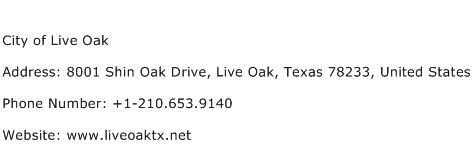 City of Live Oak Address Contact Number