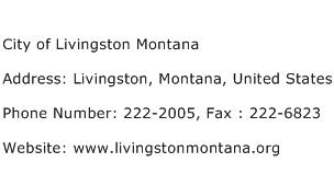 City of Livingston Montana Address Contact Number