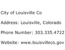 City of Louisville Co Address Contact Number