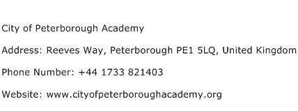 City of Peterborough Academy Address Contact Number