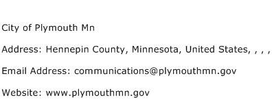 City of Plymouth Mn Address Contact Number