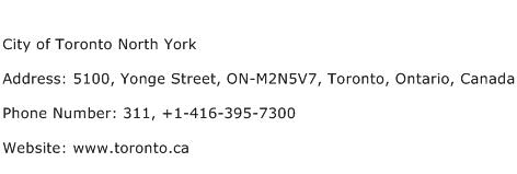 City of Toronto North York Address Contact Number