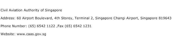 Civil Aviation Authority of Singapore Address Contact Number