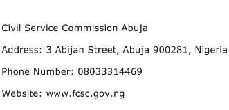 Civil Service Commission Abuja Address Contact Number