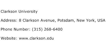 Clarkson University Address Contact Number