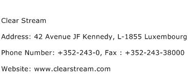 Clear Stream Address Contact Number