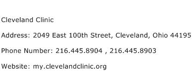 Cleveland Clinic Address Contact Number