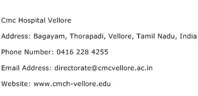 Cmc Hospital Vellore Address Contact Number