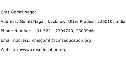 Cms Gomti Nagar Address Contact Number