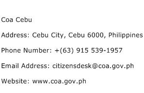 Coa Cebu Address Contact Number
