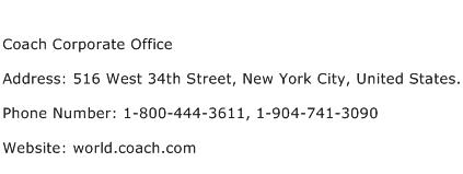 Coach Corporate Office Address Contact Number