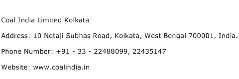 Coal India Limited Kolkata Address Contact Number