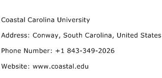 Coastal Carolina University Address Contact Number