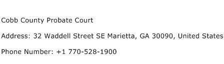 Cobb County Probate Court Address Contact Number