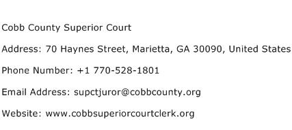 Cobb County Superior Court Address Contact Number