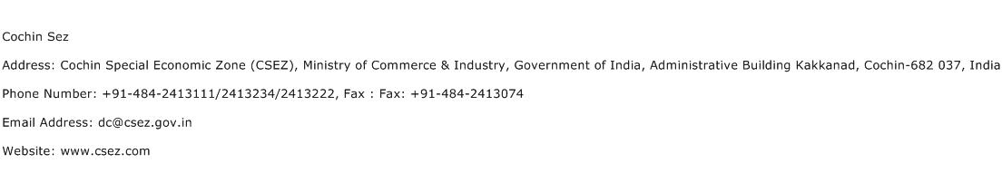 Cochin Sez Address Contact Number