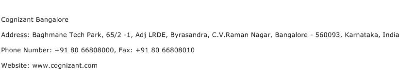 Cognizant Bangalore Address Contact Number
