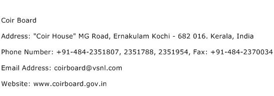 Coir Board Address Contact Number