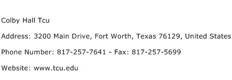 Colby Hall Tcu Address Contact Number
