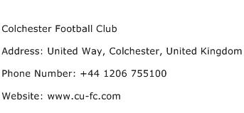 Colchester Football Club Address Contact Number