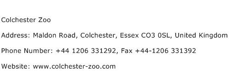 Colchester Zoo Address Contact Number