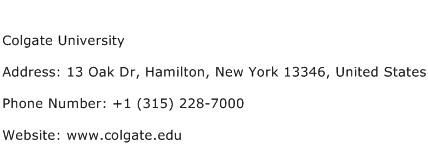 Colgate University Address Contact Number