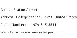 College Station Airport Address Contact Number